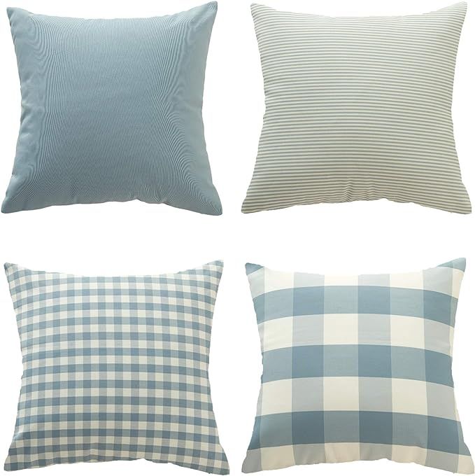 Throw Pillow Covers Cases Geometric Stripe Tartan Checkered Buffalo Plaid Pillowcases Cushion Cov... | Amazon (US)