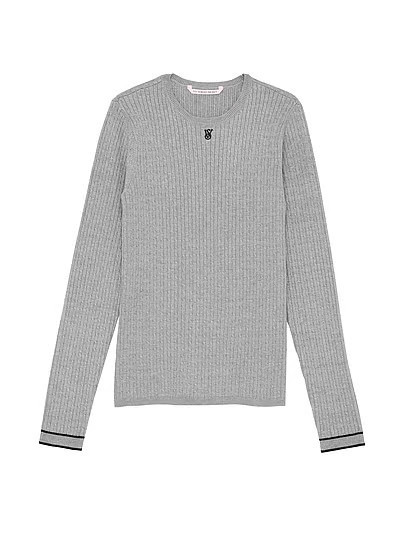 Luxe Cable-Knit Crewneck, Grey, S - Women's Hoodies & Sweatshirts - Victoria's Secret | Victoria's Secret (US / CA )