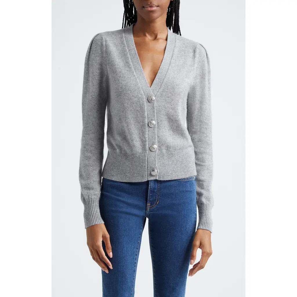 Veronica Beard Solene Cashmere Cardigan in Heather Grey at Nordstrom, Size Large | Nordstrom