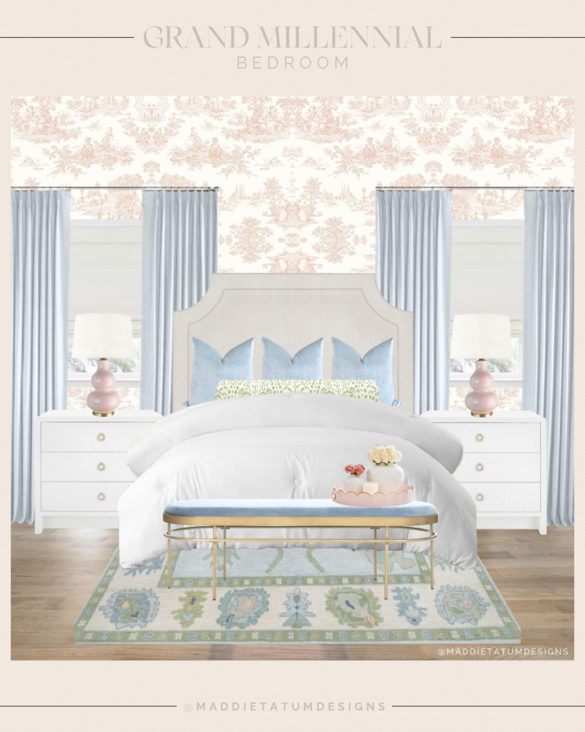 Grand millennial bedroom!! #interiordesign