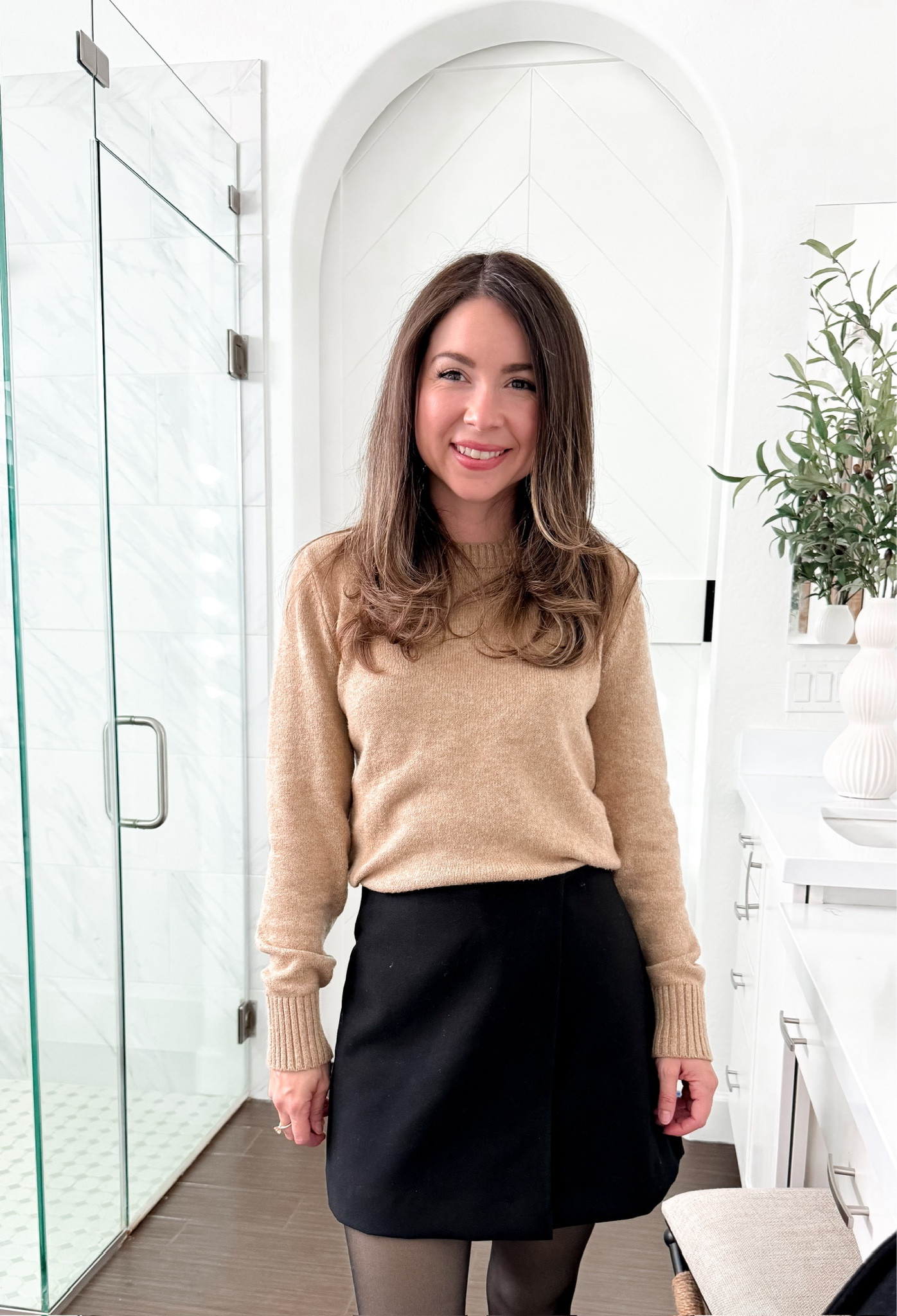 Winter outfit ideas - trendy winter outfit - mini skirt inspo - winter sweaters - tights - preppy outfit - winter fashion - styling tips - petite fashion 

#LTKSeasonal #LTKstyletip