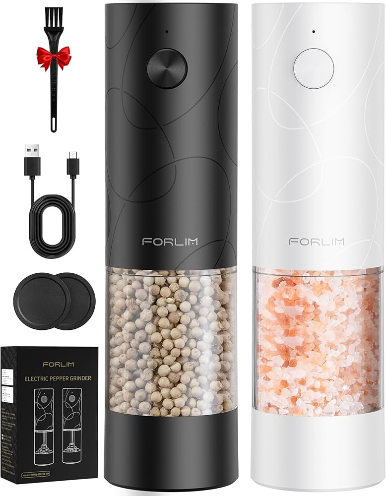 FORLIM Electric Salt and Pepper Grinder Set, USB Rechargeable, Automatic Salt Pepper Mill Grinder... | Amazon (US)