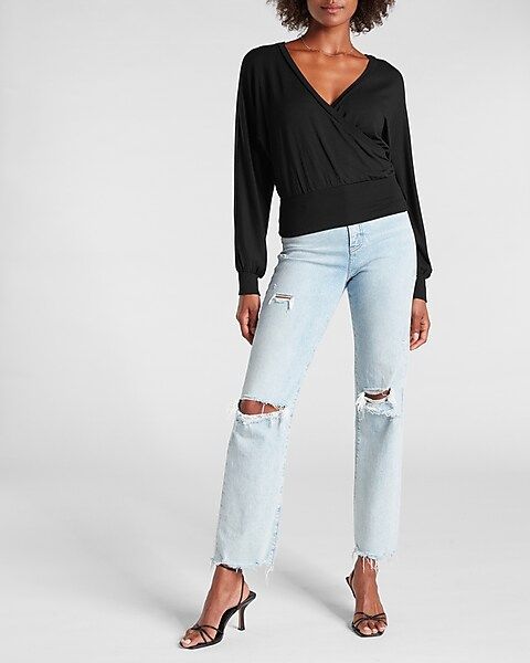 Solid Wrap Front Sweatshirt | Express