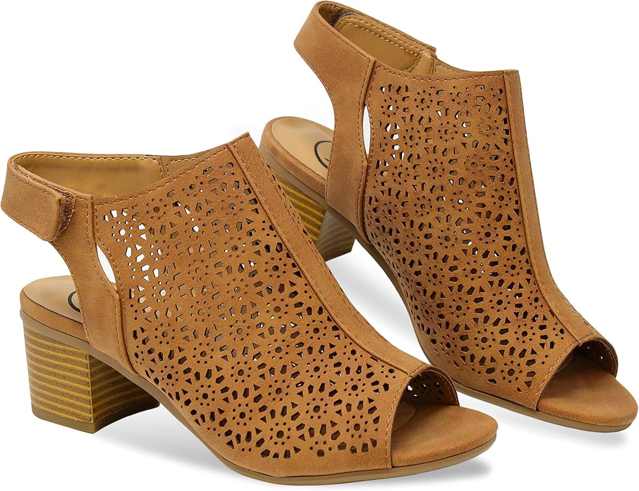 MVE Shoes Women's Casual Adjustable Band Slip On Low Heeled Sandals | Amazon (US)