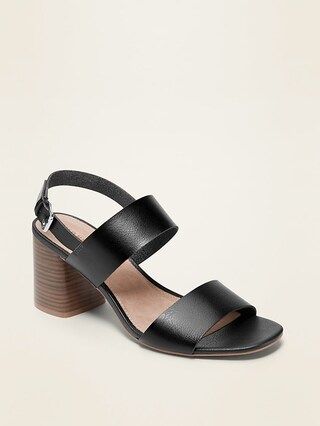 Faux-Leather Slingback Block-Heel Sandals for Women | Old Navy (CA)