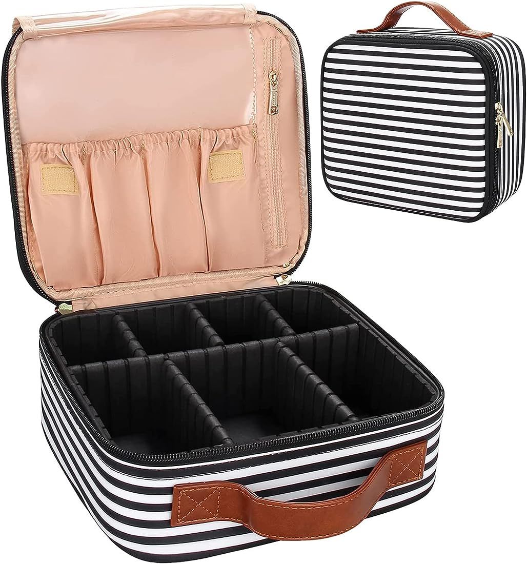 Relavel Travel Makeup Train Case Makeup Cosmetic Case Organizer Portable Artist Storage Bag with ... | Amazon (US)