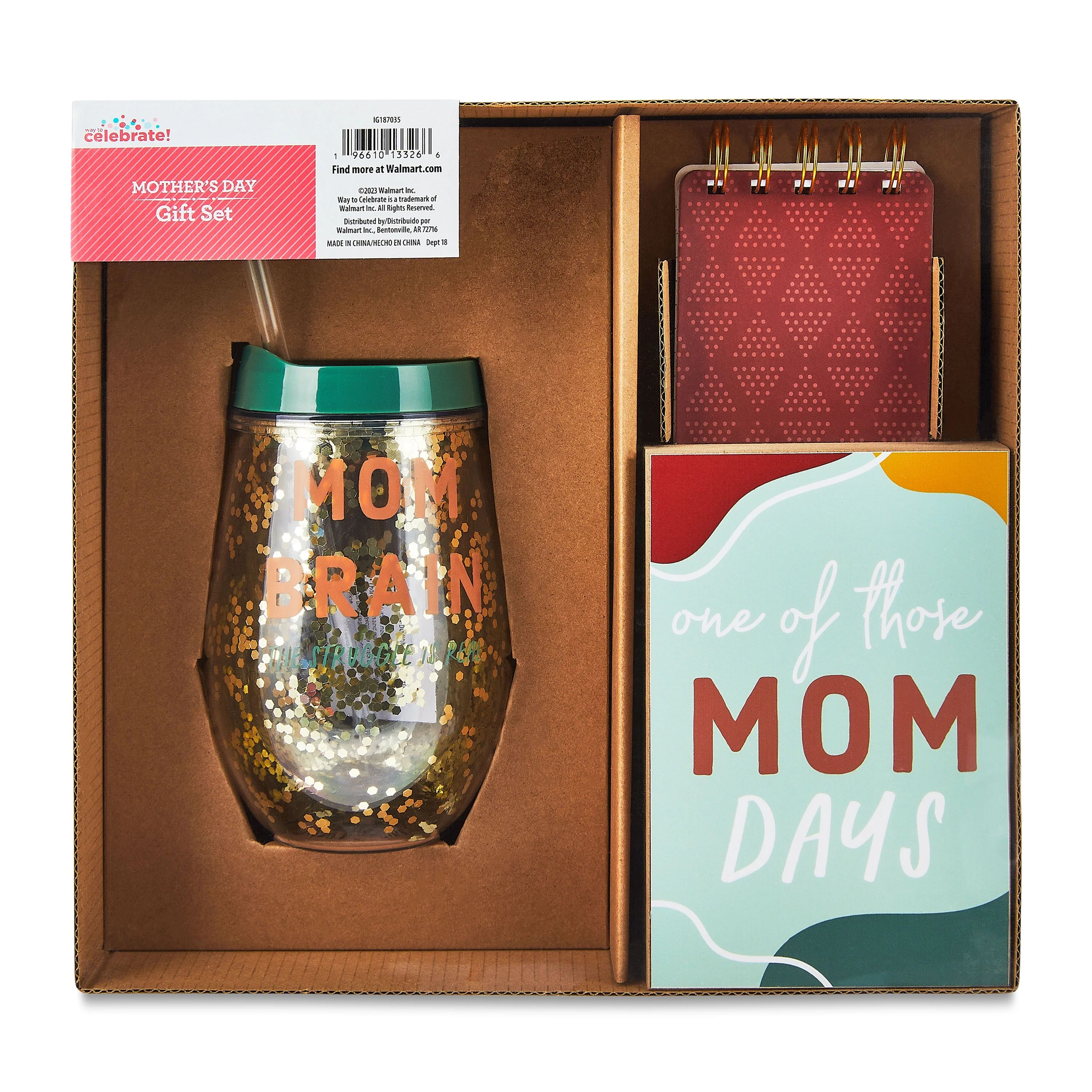 Mother's Day Those Mom Days Gift Set, Brown & Blue, 3 Pieces, by Way To Celebrate | Walmart (US)