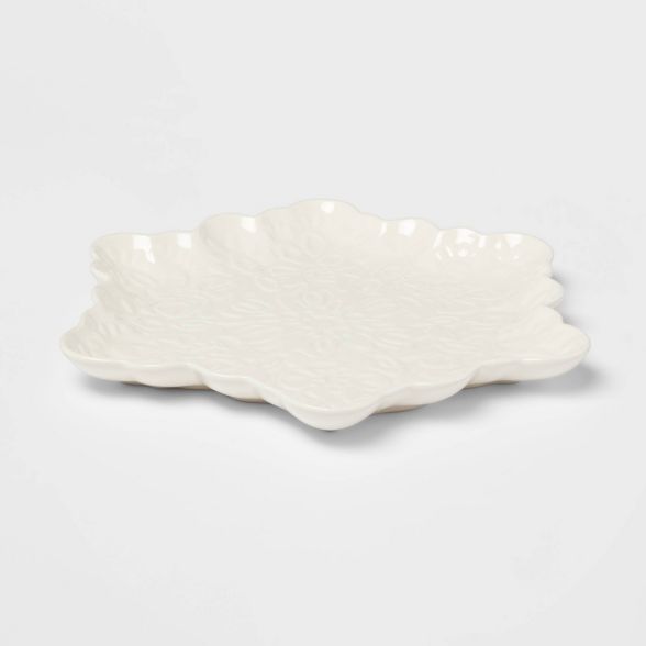 14" x 12" Stoneware Snowflake Serving Platter - Threshold™ | Target