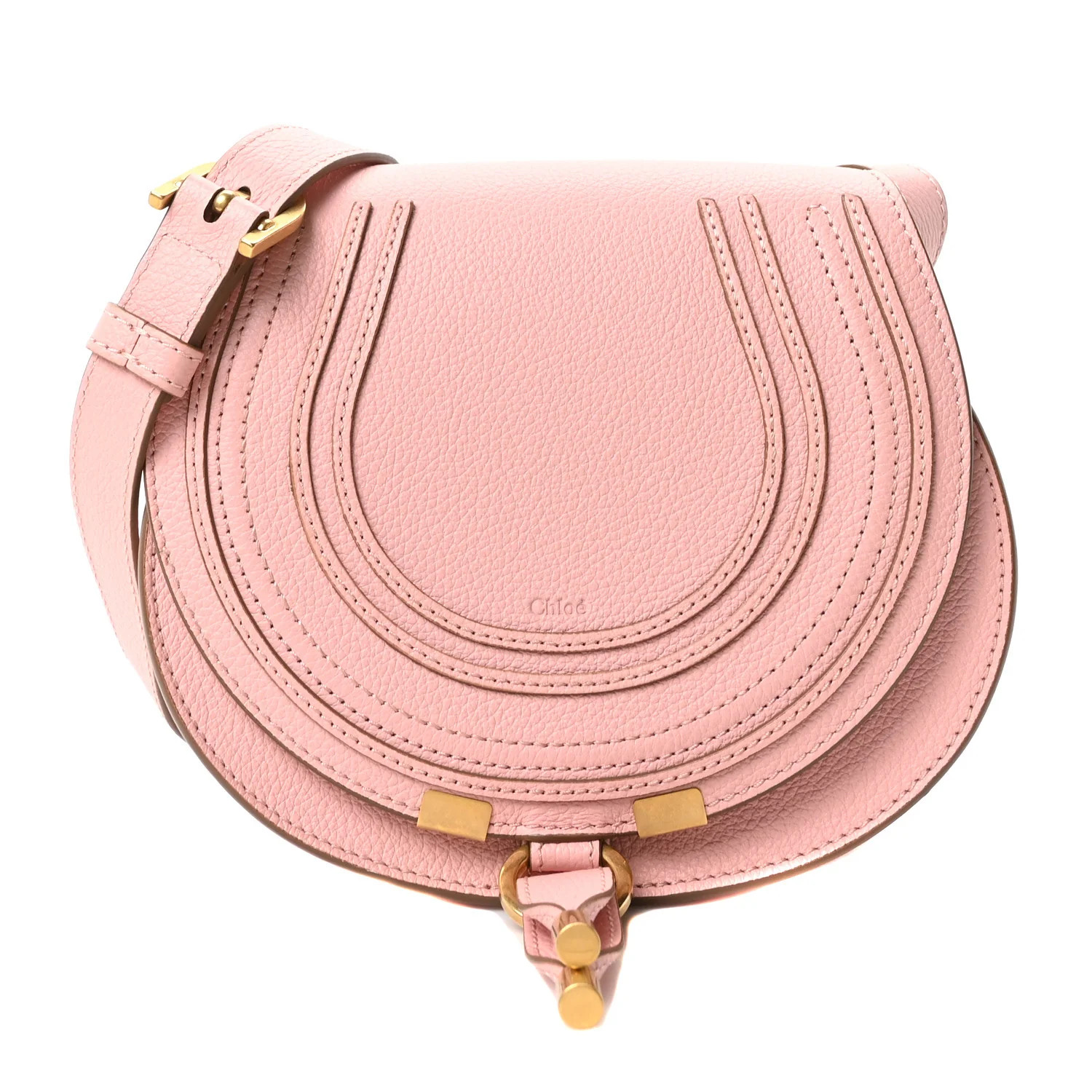 Chloe Grained Calfskin Small Marcie Saddle Bag Blossom Pink 1887310 | FASHIONPHILE (US)