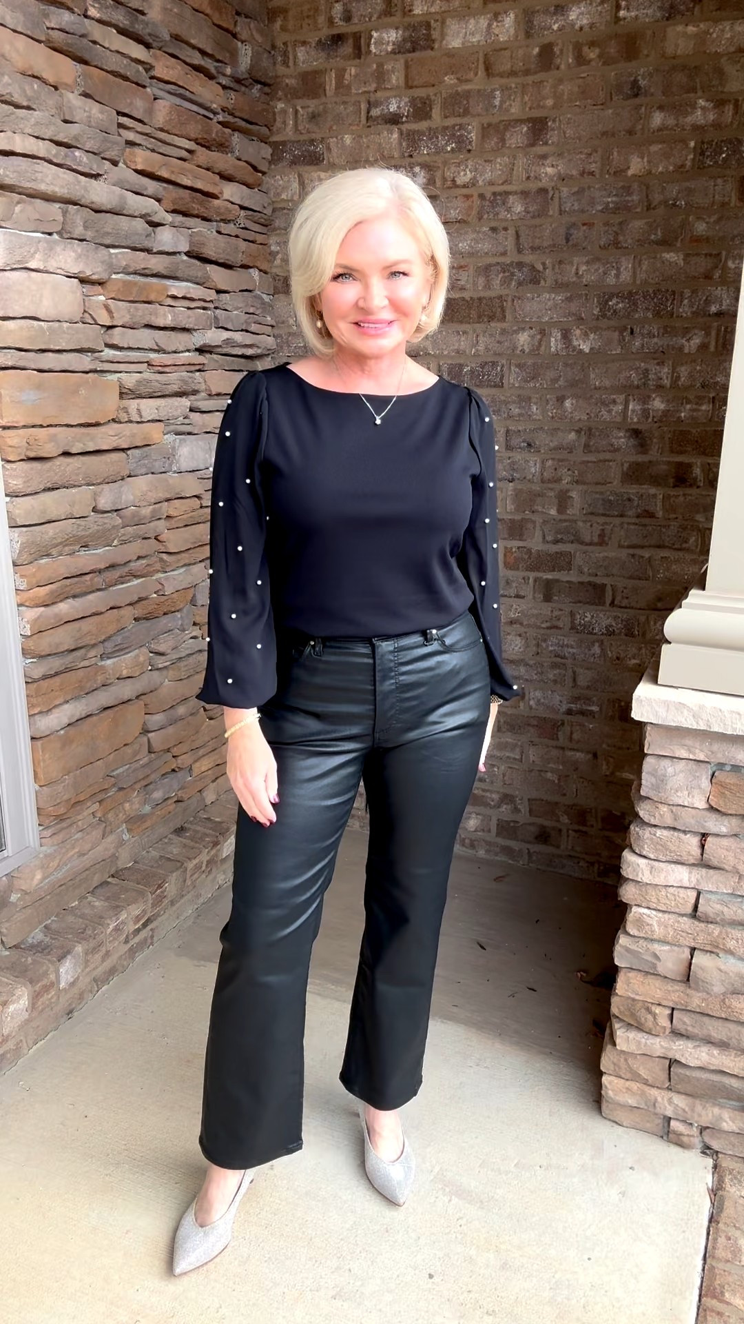 Casual holiday outfit to carry you through the season & beyond! The coated jeans are SO good and surprisingly versatile. Wearing Small top & 4P jeans. 

Holiday party
Holiday outfit
Christmas party
Real life chic

Fashion over 40
Petite fashion
Midlife fashion
Gen X Style

#stylewithserena
#petitefashion
#midlifefashion
#fashionover40
#genxstyle