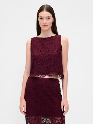 Lace Boatneck Crop Shell Top | Gap (US)