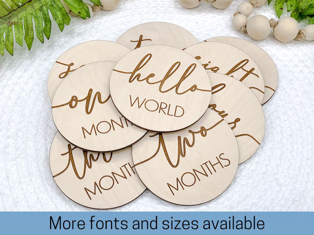 Baby Monthly Milestone Marker Discs With Personalization, Engraved Wood Monthly Milestone Markers... | Etsy (US)
