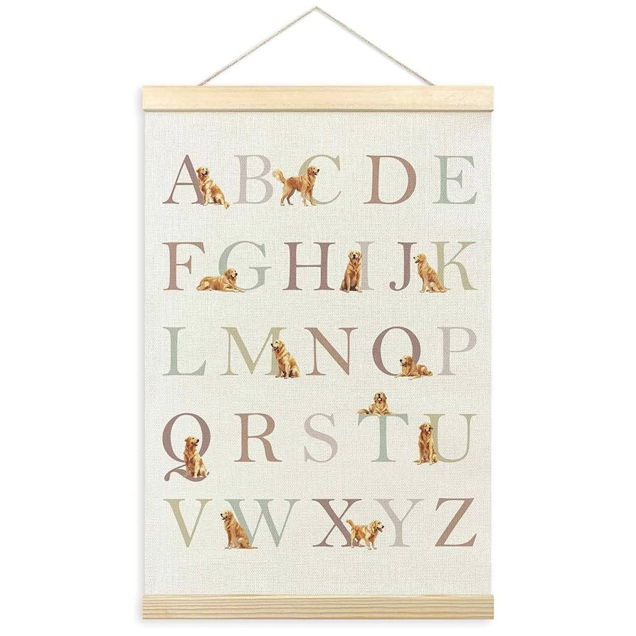 TLESKE Golden Retriever Alphabet ABC Chart Poster Hanger Frame, Homeschool Preschool Hanging Wall... | Amazon (US)