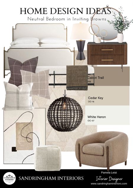 Bedroom Design Ideas in Warm Brown Tones | Metal Bed frame | Brown Fluted Nightstand | Upholstered bench | Neutral Pillow Combinations | Brown pattern pillows | Neutral Pillows | Throw Blanket | Abstract Art | Etsy | Wayfair. | All Modern | Pendant Lights | Arhaus | Paint Colors | Home Decor 

#LTKstyletip #LTKhome #LTKsalealert