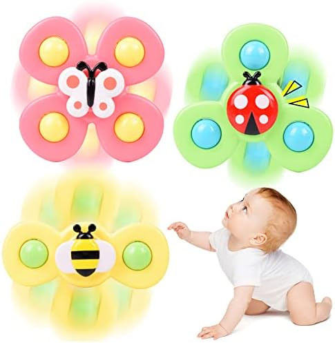 Suction Cup Spinner Toy for Baby, 3PCS Spinner Sensory Toys for Toddlers 1-3 Cartoon Baby Bath To... | Amazon (US)