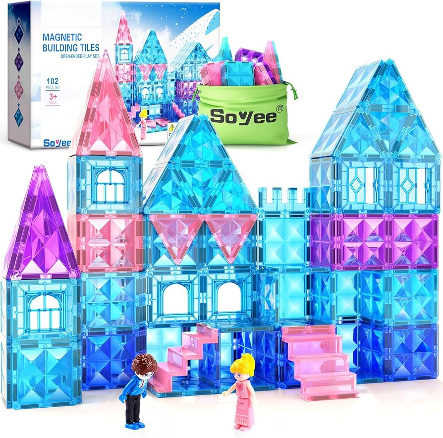 Magnetic Tiles 102pcs with 2 Stairs 2 Dolls Princess Castle Building Girls Toys Age 4-5 6-8 Magne... | Amazon (US)