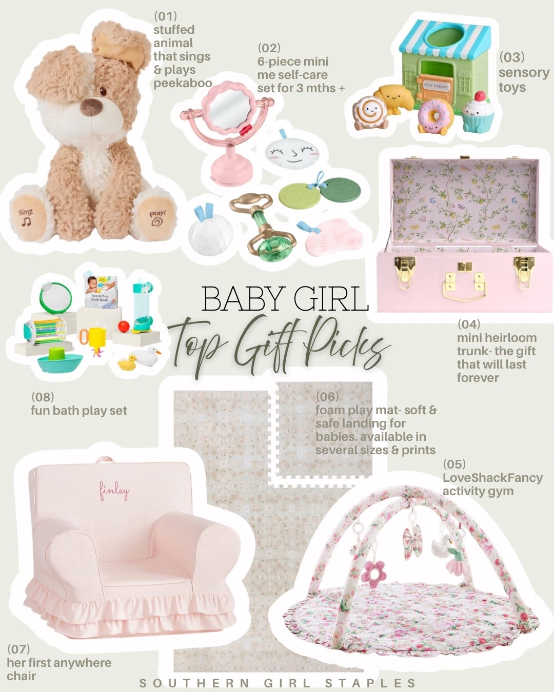 🎀 Sweet & Sentimental

✨ Tiny gifts for the tiniest loves. These baby girl favorites are equal parts precious and practical — from heirloom pieces to playtime essentials.
Shop the full guide on LTK 💕
#babygirlgifts #giftguide #southerngirlstaples #ltkholiday #ltkfamily


#LTKKids #LTKBaby #LTKGiftGuide
