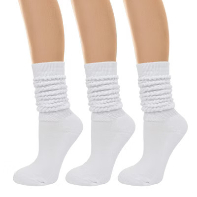 Wrapables Knee High Slouchy Scrunch Socks for Women (Set of 3) White | Target