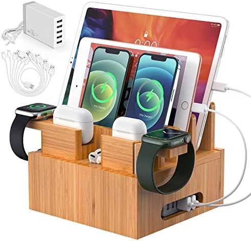 Amazon.com: Pezin & Hulin Bamboo Charging Stations for Multiple Devices, Upgrade Desk Docking Statio | Amazon (US)