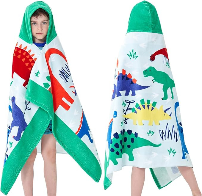 Bavilk Kids Hooded Bath Beach Towel Girls Boys Swim Pool Cover Up Super Absorbent Cute Cartoon An... | Amazon (US)