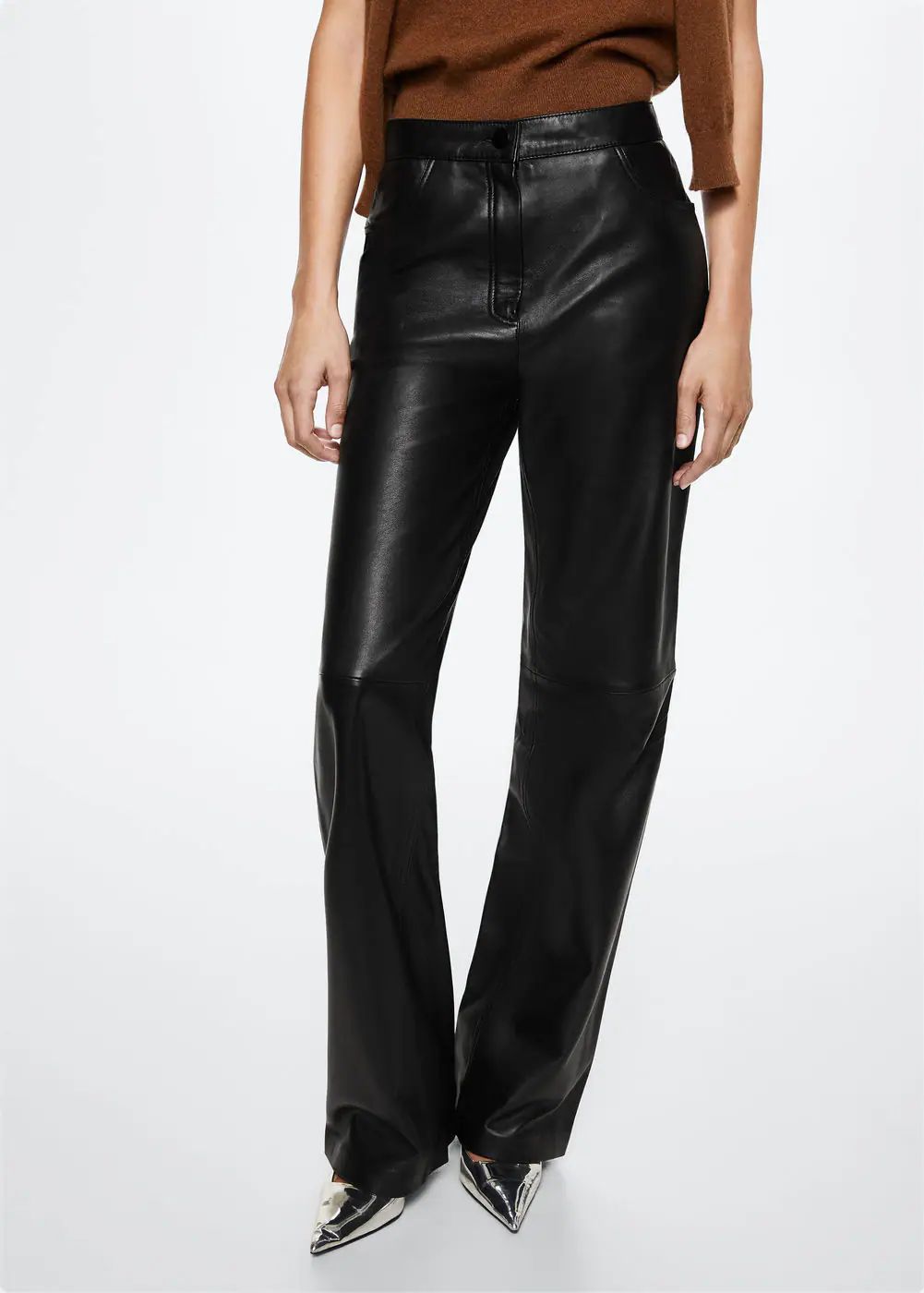 High-rise leather pants -  Women | Mango USA | MANGO (US)