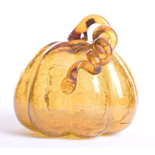 Glitzhome Amber Crackle Glass Pumpkin - Walmart.com | Walmart (US)