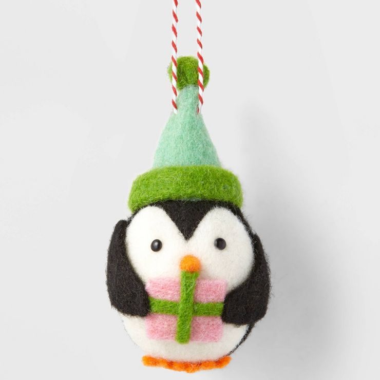 Boiled Wool Penguin with Green Hat Christmas Tree Ornament - Wondershop™ | Target