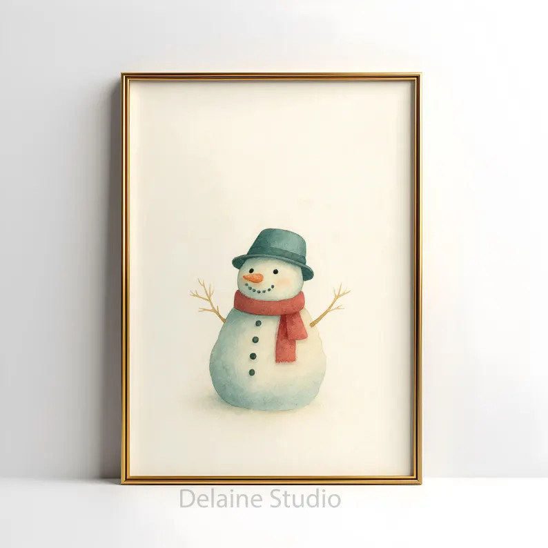 Snowman Christmas Print | Country Farmhouse Wall Art (digital Download) - Etsy | Etsy (US)