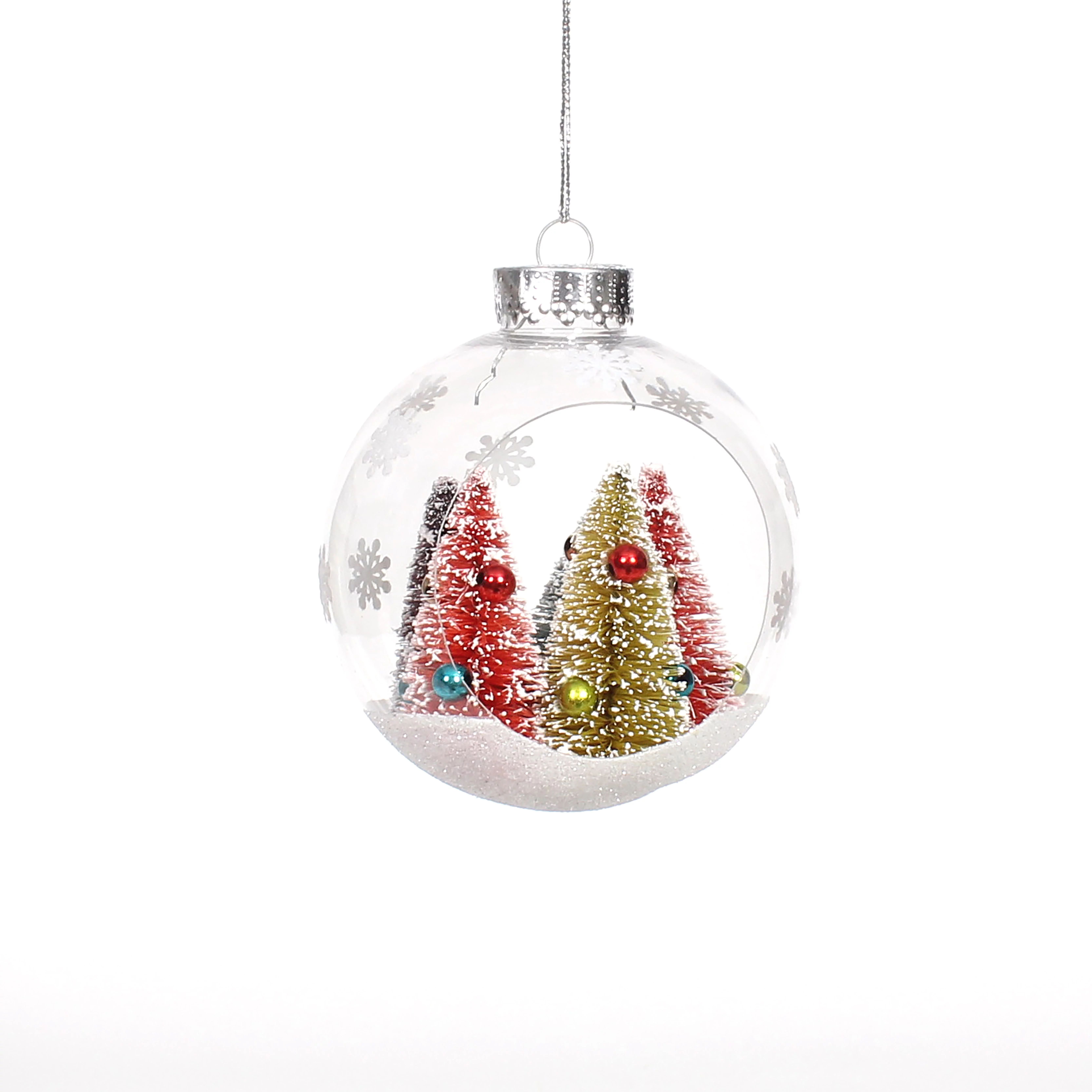Holiday Time Clear Plastic Ball With Trees Inside Christmas Ornament | Walmart (US)