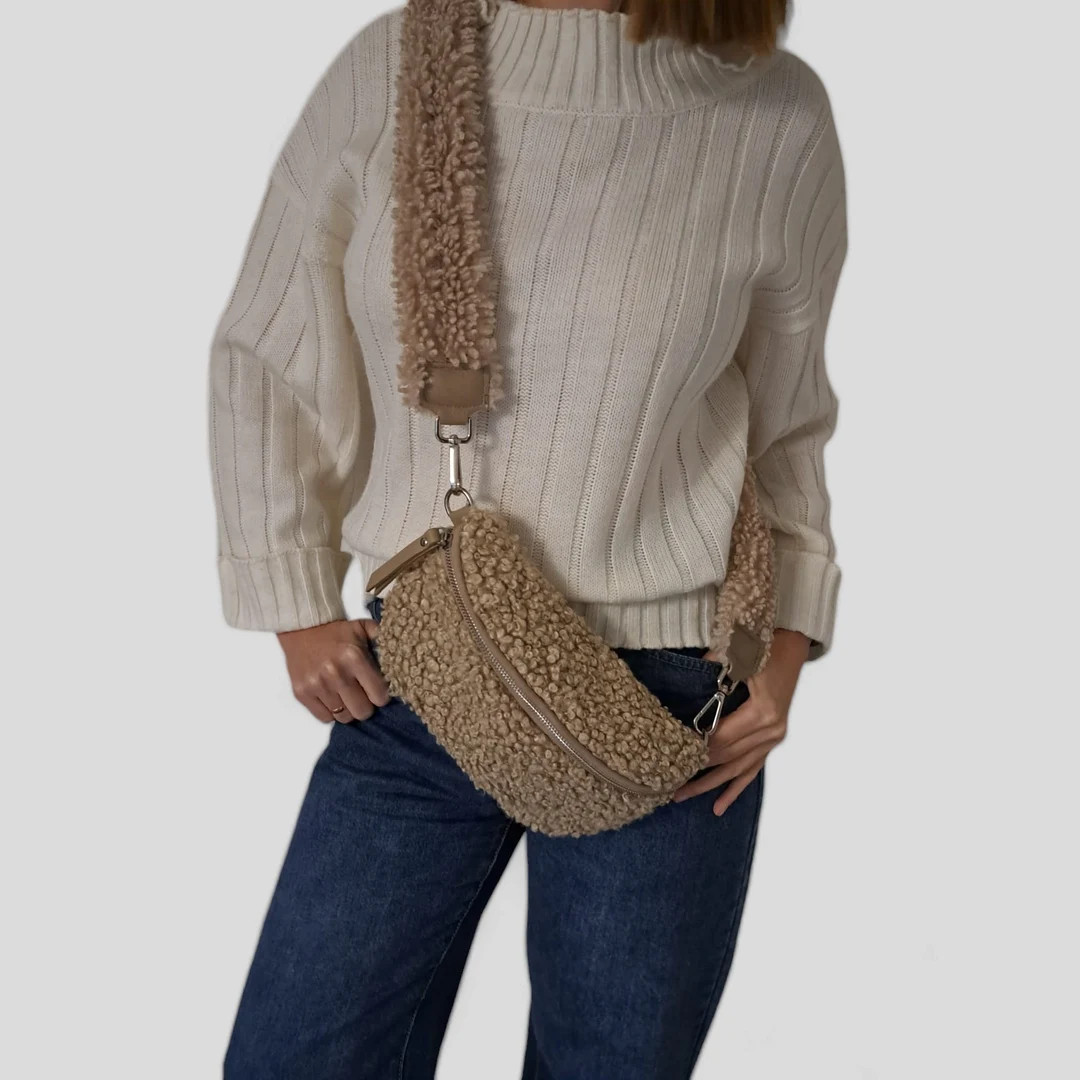 Bum bag teddy faux fur fur bag shoulder bag crossbody bag belt bag with leather strap crossbag | Etsy (US)