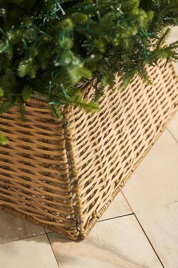 Square Rattan Basket Tree Skirt | Anthropologie (US)