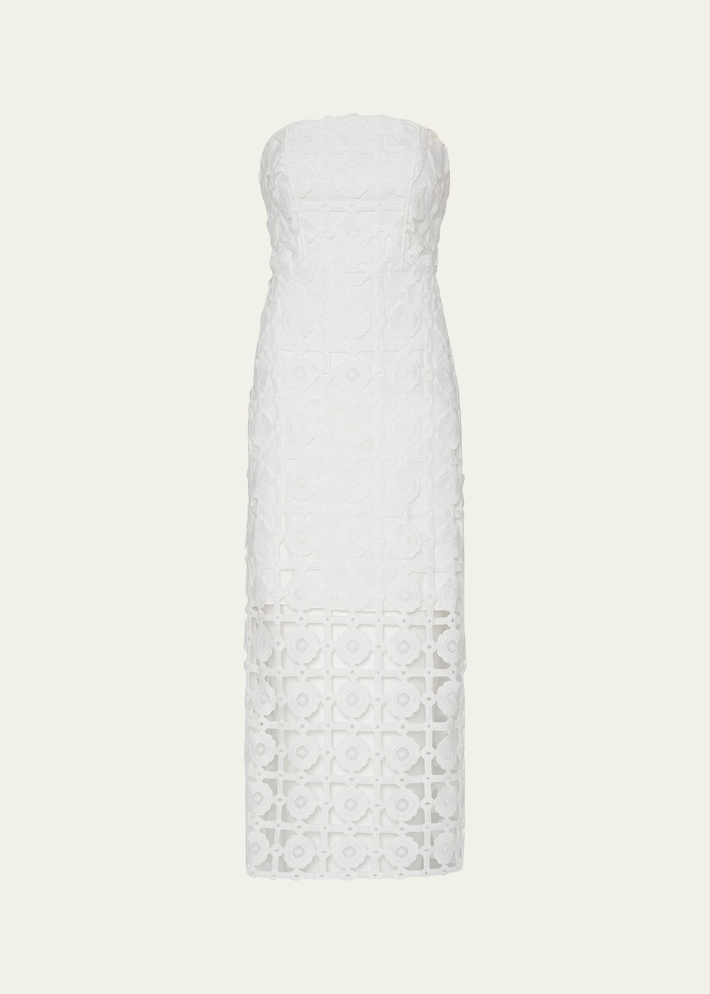 Milly Kait Strapless Tile Lace Midi Dress | Bergdorf Goodman