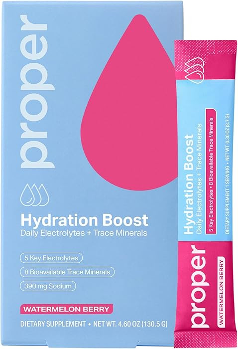 Proper Hydration Sticks – Electrolyte Powder Drink Mix Packets with Trace Minerals for Rapid Hy... | Amazon (US)