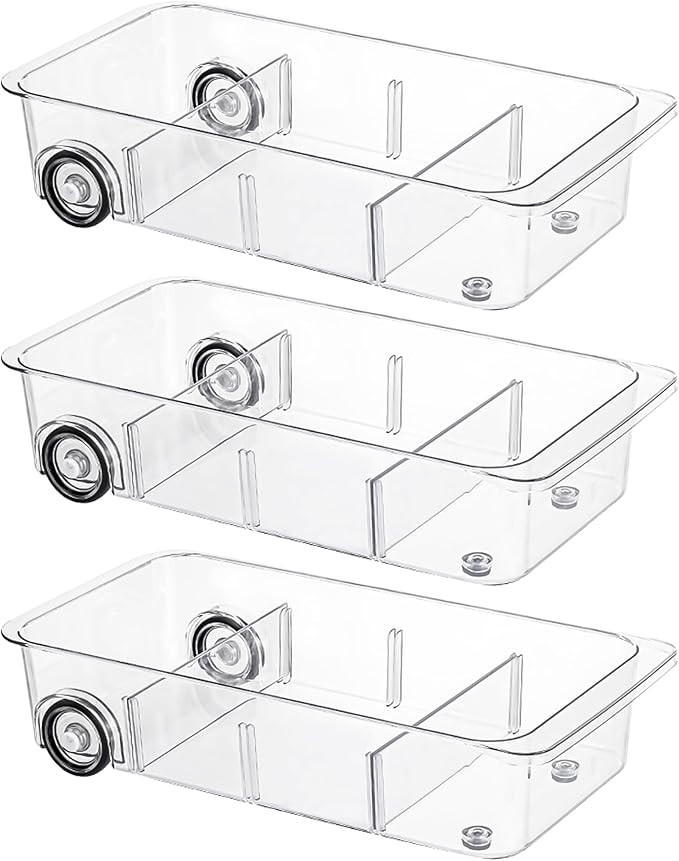 Fridge Organizer Bins With Wheels, 3 Pack Roll Out Refrigerator Organizers And Storage Refrigerat... | Amazon (US)