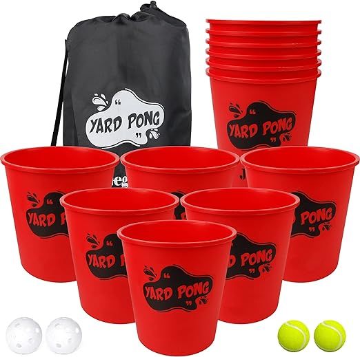 Juegoal Yard Pong, Outdoor Giant Yard Games Pong Game Set with Durable Buckets and Balls, Cup Pon... | Amazon (US)