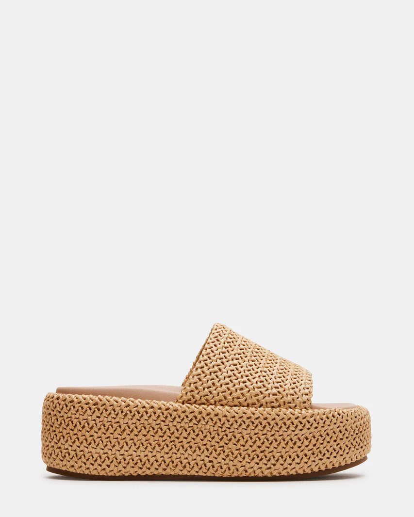 PLAYA Natural Raffia Platform Slide | Women's Sandals | Steve Madden (US)