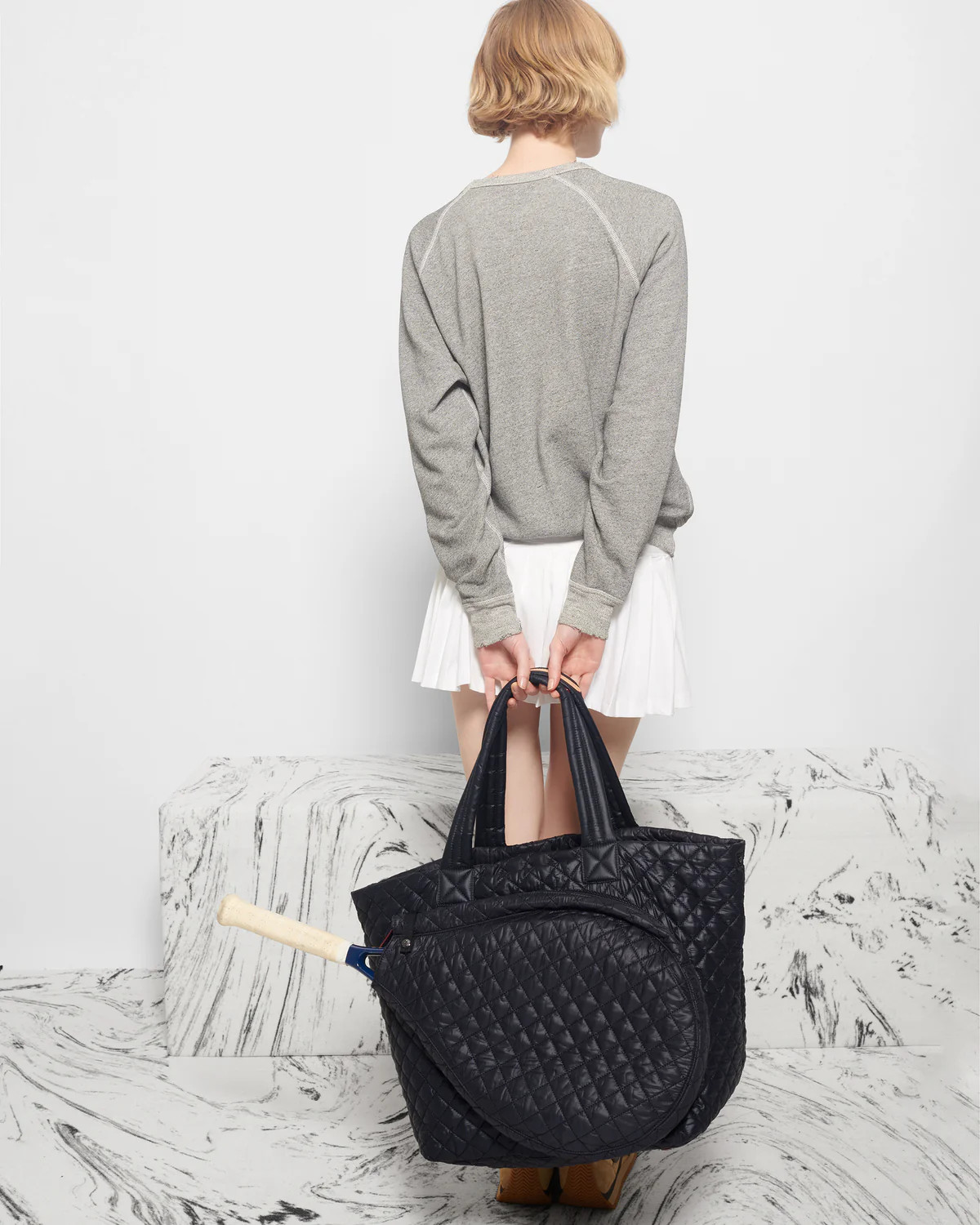 Large Metro Quilted Tennis Tote Bag in Black | MZ Wallace | MZ Wallace