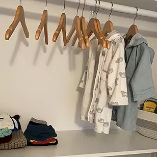 Nature Smile Kids Baby Children Toddler Wooden Shirt Coat Hangers with Notches and Anti-Rust Chro... | Amazon (US)