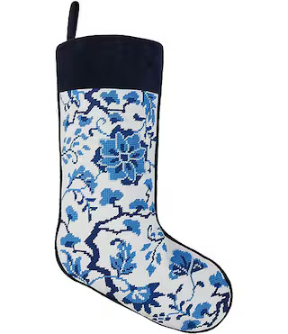 Chinoiserie Flowers Embroidered Needlepoint Holiday Stocking | Dillard's