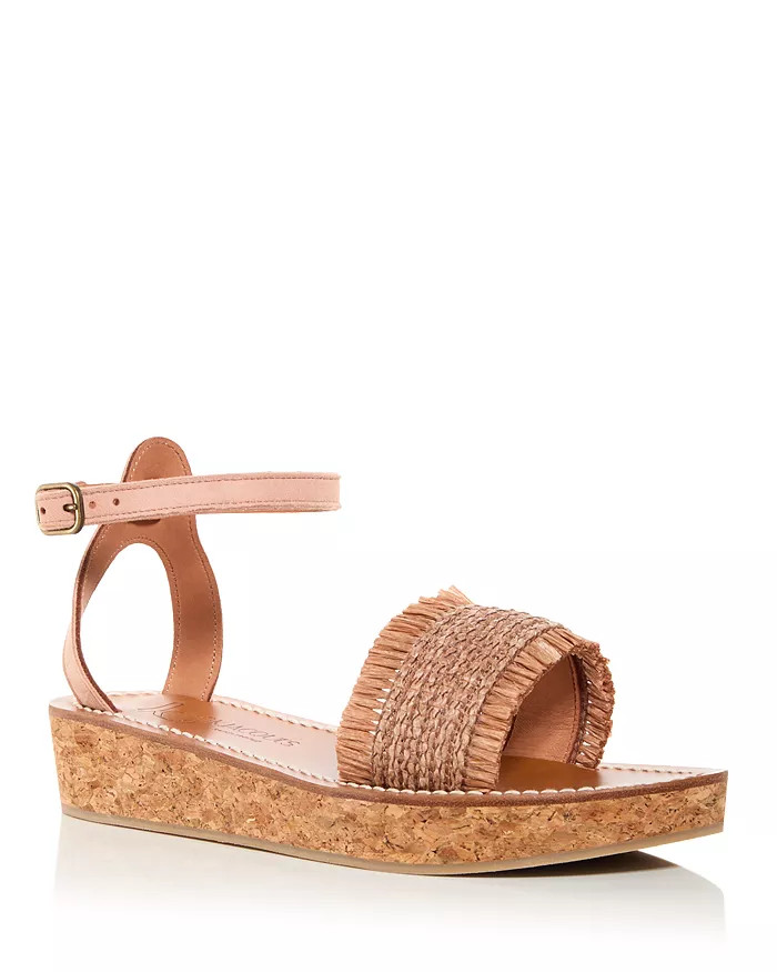 Women's Atribis Raffia Trim Platform Ankle Strap Sandals | Bloomingdale's (US)