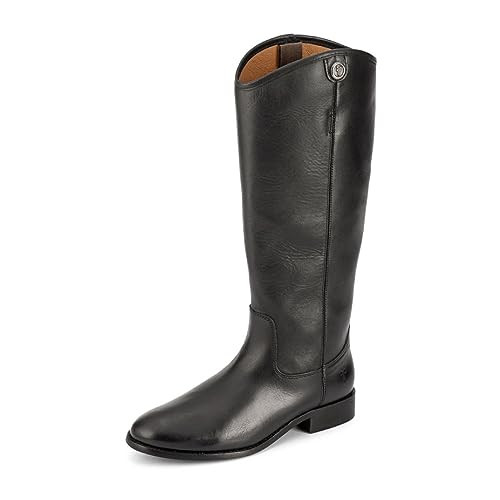 Frye Melissa Button 2 Equestrian-Inspired Tall Boots for Women Made from Hard-Wearing Vintage Leather with Antique Silver Hardware and Leather Outsole – 15 ½” Shaft Height, Black, 9.5 | Amazon (US)