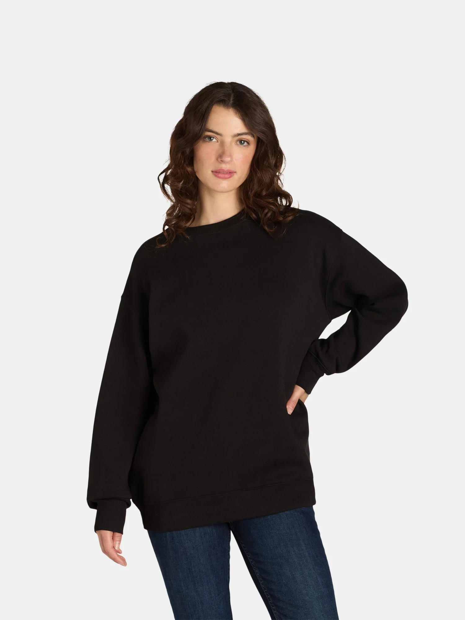 No Boundaries Oversized Sweatshirt with Long Sleeves, Women’s - Walmart.com | Walmart (US)
