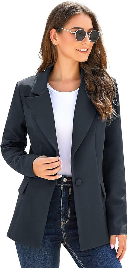 luvamia Women's Casual Long Sleeve Lapel Button Slim Work Office Blazer Jacket | Amazon (US)