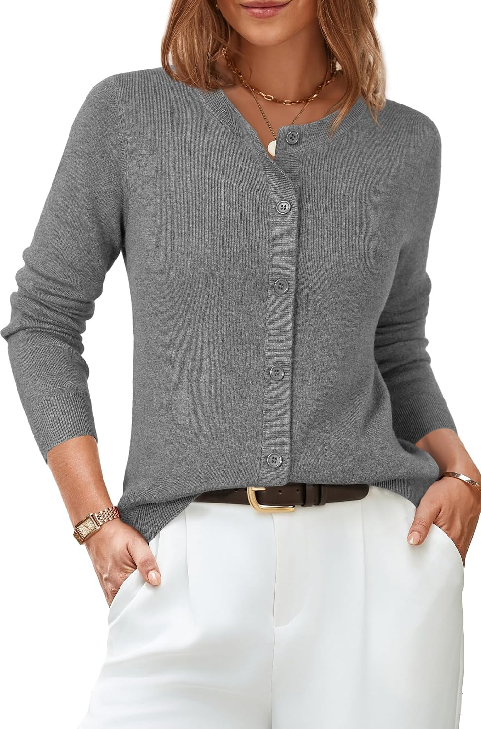 Arach&Cloz Women's Wool Blend Business Casual Fall Cardigan Sweaters Tops | Amazon (US)