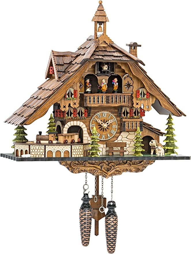 Quartz Cuckoo Clock Black Forest House with Moving Train, with Music EN 48110 QMT | Amazon (US)