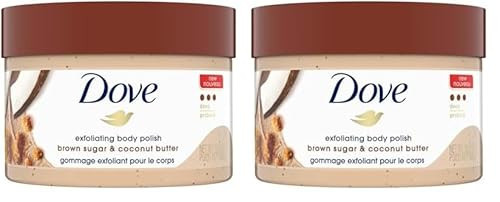 Dove Exfoliating Body Polish Scrub For Silky Smooth Skin Brown Sugar & Coconut Butter Body Scrub Exfoliates & Restores Skin's Natural Nutrients 10.5 oz (Pack of 2) | Amazon (US)