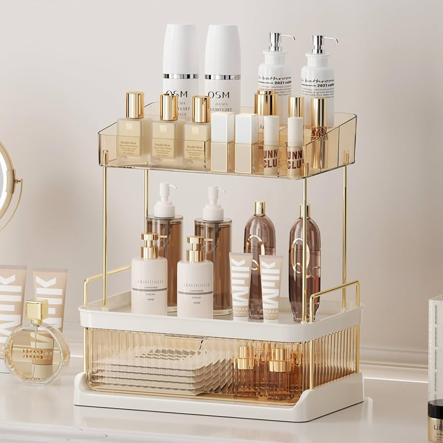 Weidace Makeup Organizer for Vanity, Bathroom Counter Organizer with Drawer, Large Capacity Cosme... | Amazon (US)