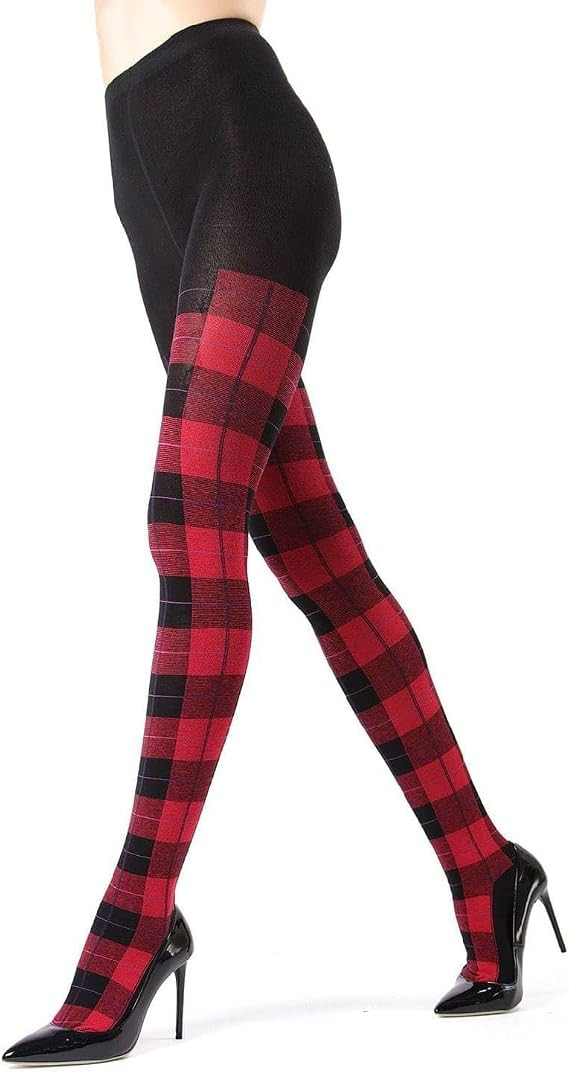 MeMoi Scottish Plaid Tartan Sweater Tights, Warm Opaque Winter Tights | Amazon (US)