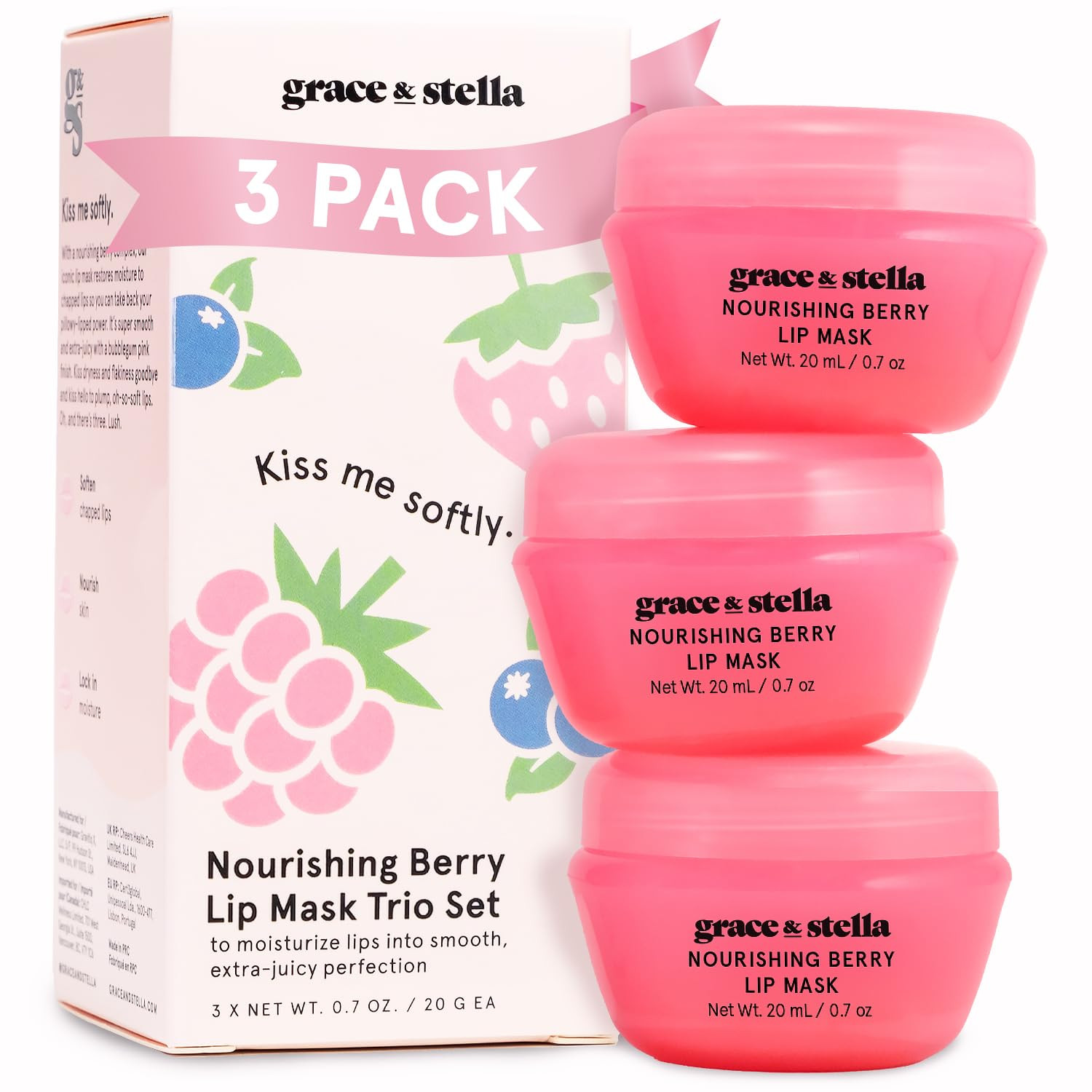 grace & stella Award Winning Lip Butter - Lip Balm Hydrating - Nourishing Lip Mask (3-pack) Airpl... | Amazon (US)