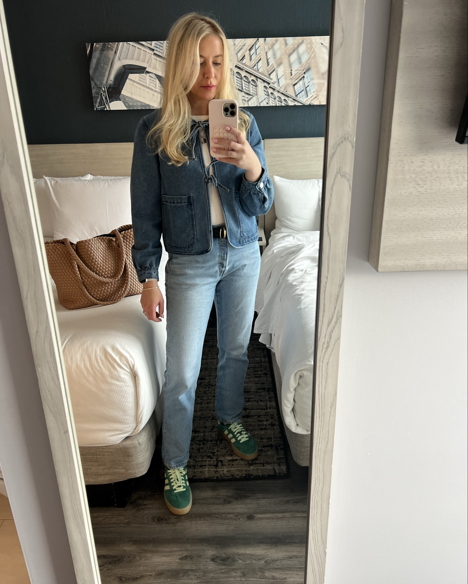 Always a fan of a Canadian tuxedo. With some little bows for flare 🫶 I live in these jeans too! Total steal 

Jean jacket is Nordstrom rack and I couldn’t find it so I linked others in a similar style and price point 

#LTKgrwm #LTKmomlife #LTKWorkwear